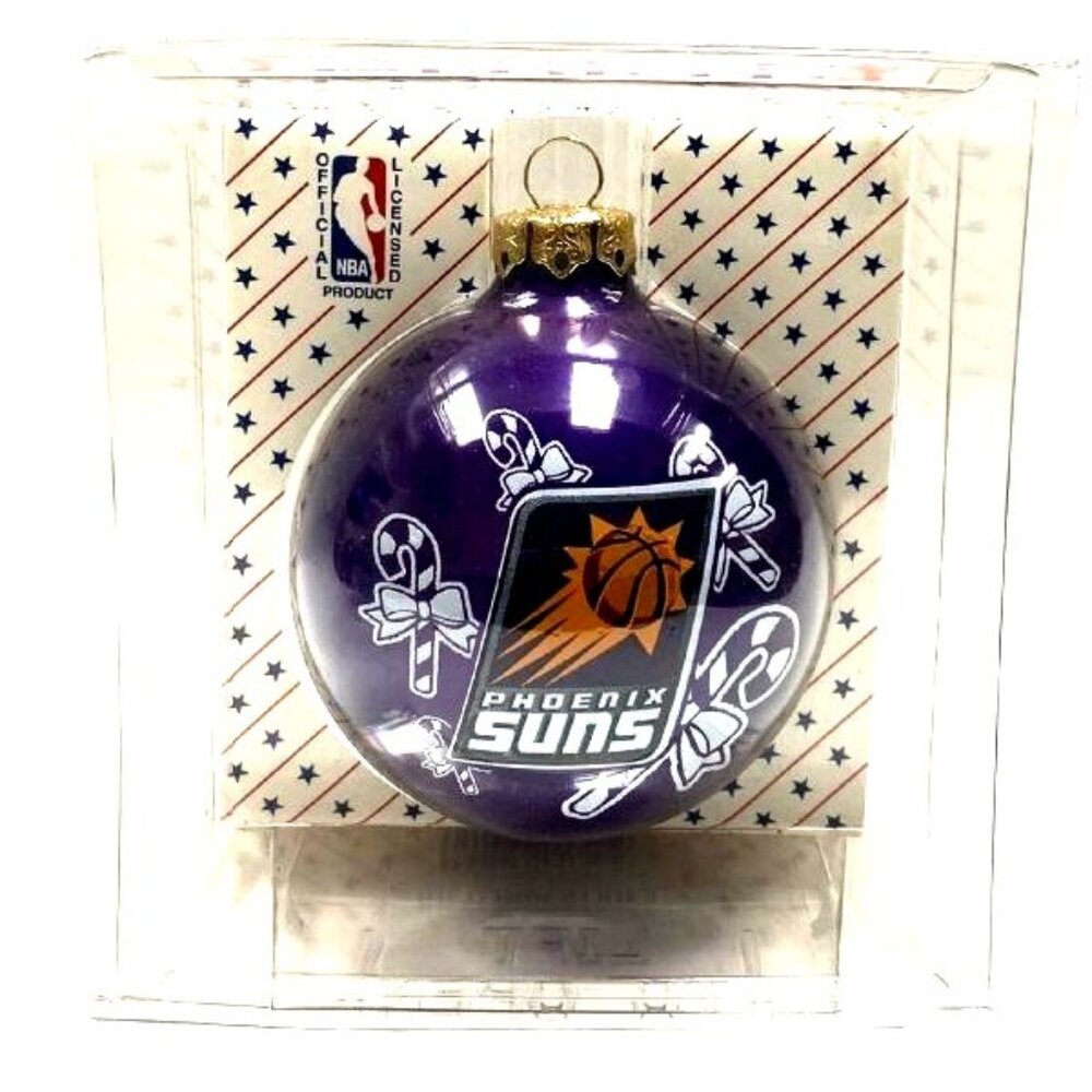 Phoenix Suns Collectible Blown Glass Ball Ornament with Candy Cane 2.5/8" NBA